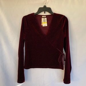 Self Esteem Velvet red Rhinestone Top size M